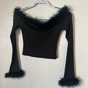 Feathered Long Sleeve Top